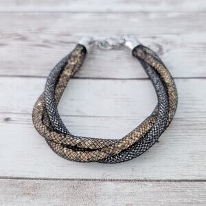 Two Tone Twisted Mesh Bracelet - Really Pretty